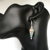 Pretty vibrant cone paper beaded earrings with tibetan bead cap