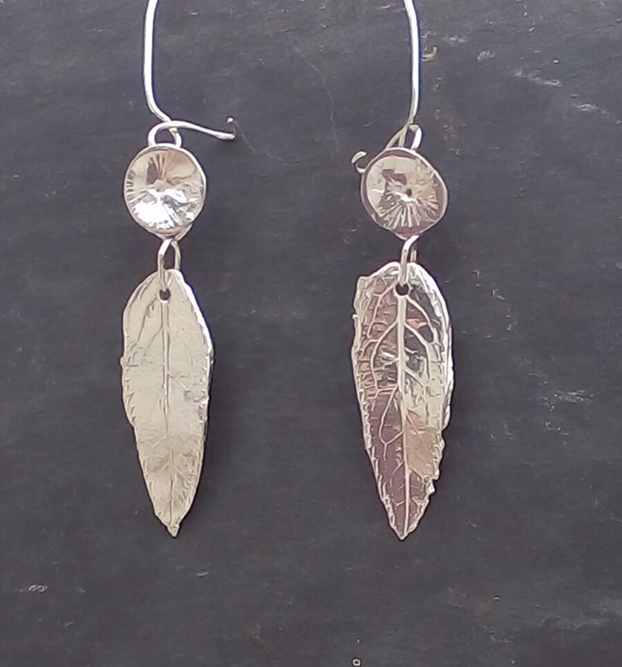 Silver Earrings - Use your own wedding bouquet leaves
