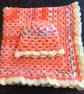 Hand Crochet Autumn Baby Blanket and Matching Hat Ombre Orange Ivory Cream - Image 1