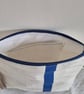 White Upcycled Sailcloth Wash Bag – Travel Toiletry Bag with Blue Zip - Image 4