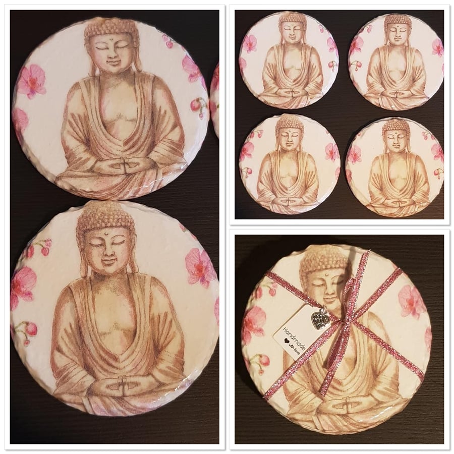 4 Buddha slate coasters