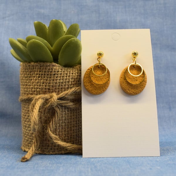 Oval Earrings with Gold Hoop Accent