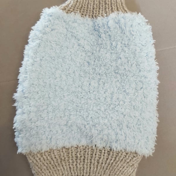 XSmall dog puppy sweater jumper coat 10”L 12”G hand knit (sleeveless)
