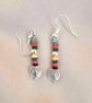 Bright colourful chip earrings with silver accent 