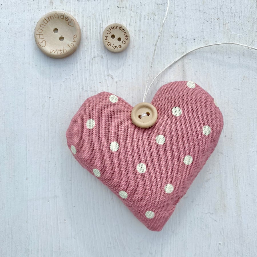 CLOVER PINK POLKA DOT  HEART - lavender or padded