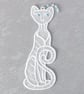 Cat Bookmark, embroidered lace - Image 3