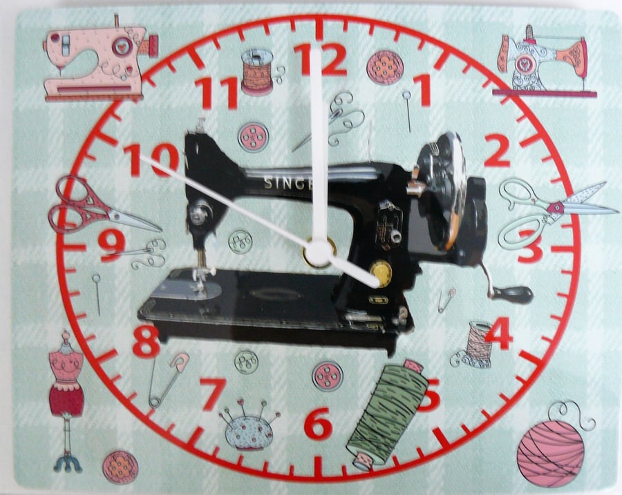 sewing clock sewing machine wall clock craft quilting 
