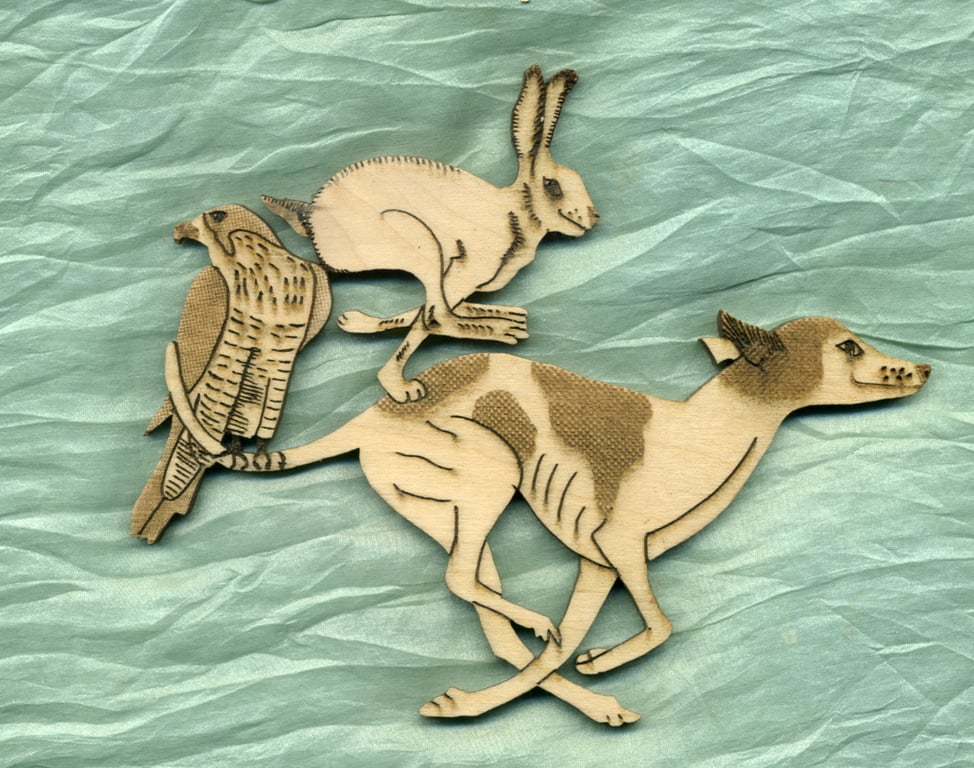 Greyhound, hare and peregrine animal stack