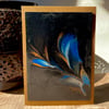Abstract metallic acrylic paint poured blank card