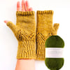 Fingerless Gloves Knitting Kit - Wool & Alpaca  FERN GREEN  -Perfectly imperfect