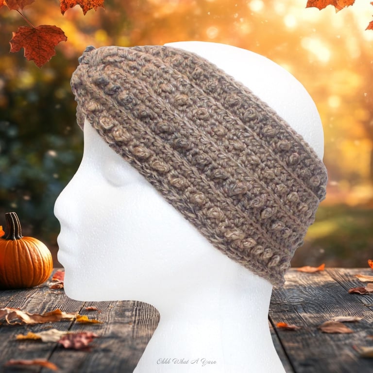  Crochet headband, ear warmer. Brown twist ear warmer. Brown headband.