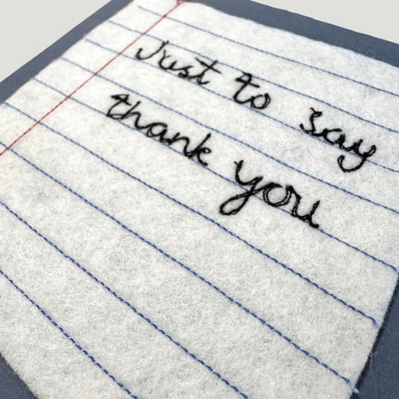 Thank You Lined Paper - Felt and Freeehand Embroidery Square Card