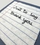 Thank You Lined Paper - Felt and Freeehand Embroidery Square Card