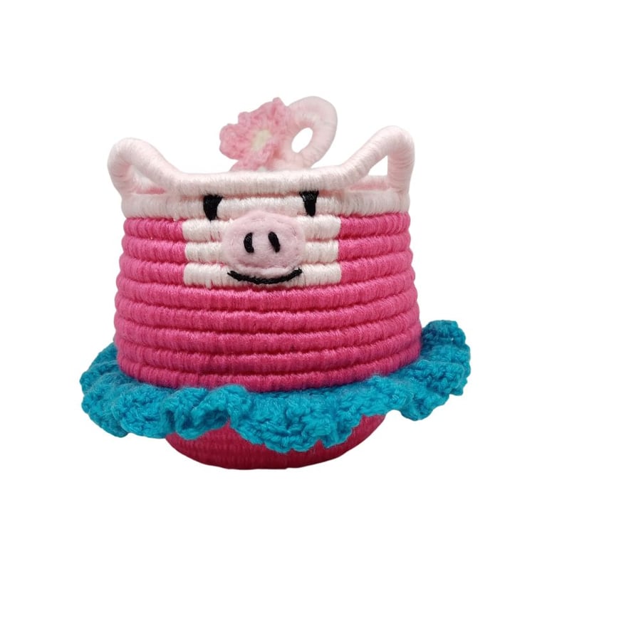 Cute Pig, Rope Storage Basket