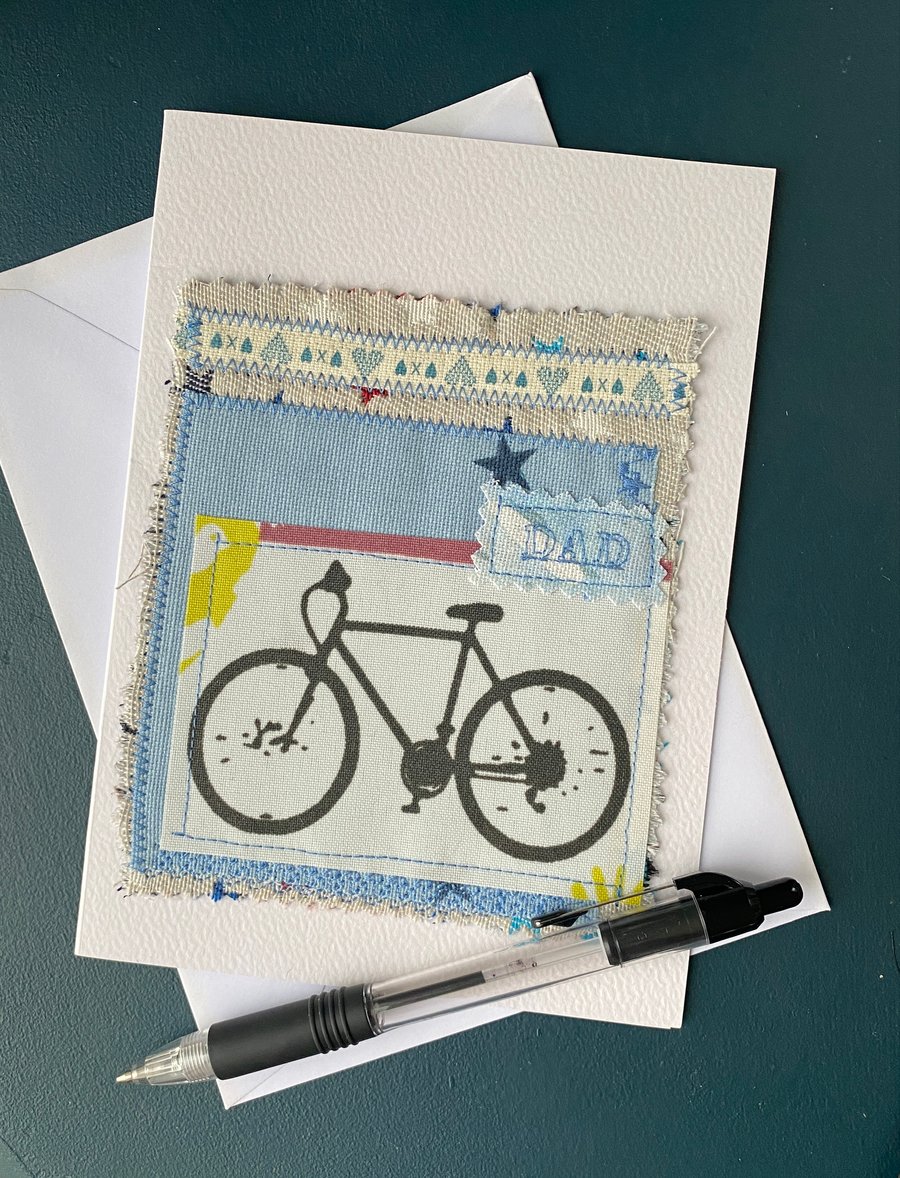 Dad bike blank greeting card, free postage 