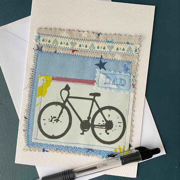 Dad bike blank greeting card, free postage 