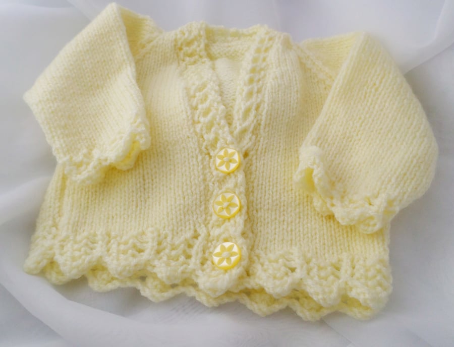 Hand Knitted baby girl cardigan 16 inch 