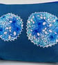 Handmade denim fully lined zip purse with applied hand sewn Sashiko inspired pat