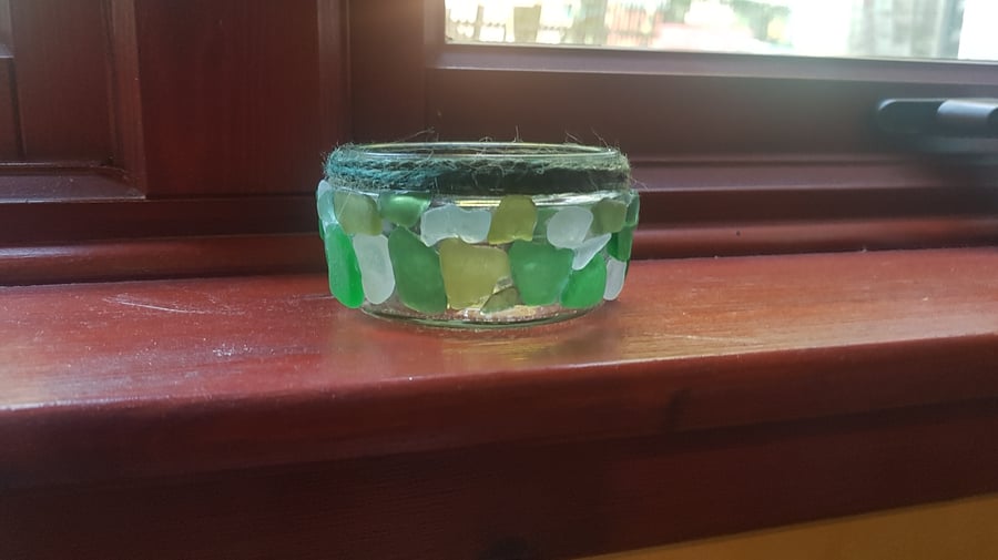 Scottish seaglass tealight holder