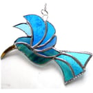 Hummingbird Blue Green Suncatcher Stained Glass Handmade Bird