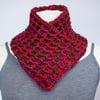 Crochet cowl snood neck warmer scarf acrylic yarn reds