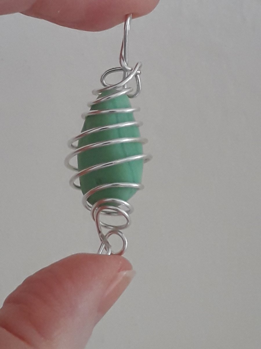 Pastel Green Opaque Sea Glass Necklace 