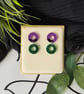 Green and Purple Double Hoop Earrings - Image 4