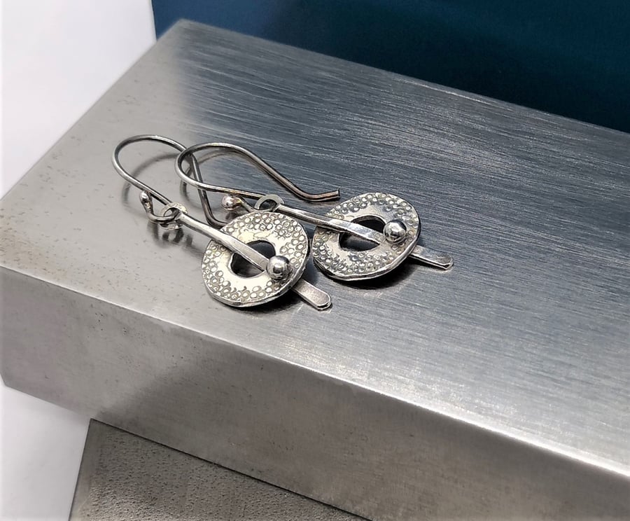 Celtic drop earrings - recycled sterling silver