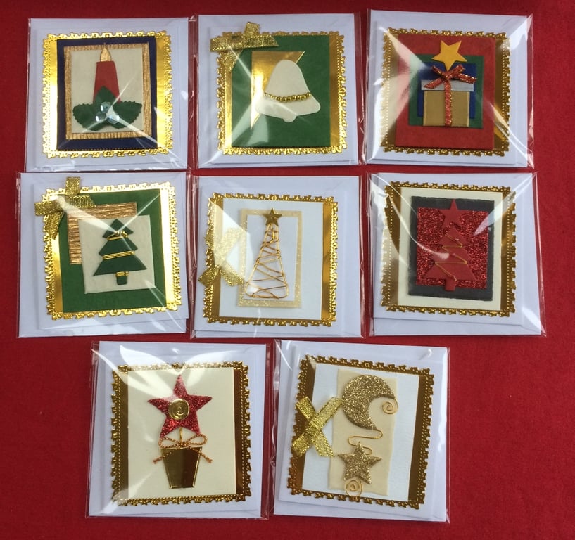 Set of 3D Luxury Handmade Christmas Gift Cards Pack Design 5 Poppy Kay Designs