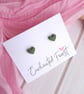 Muted Sage Green Mini Heart Stud Earrings, Minimalist Jewellery, Gifts