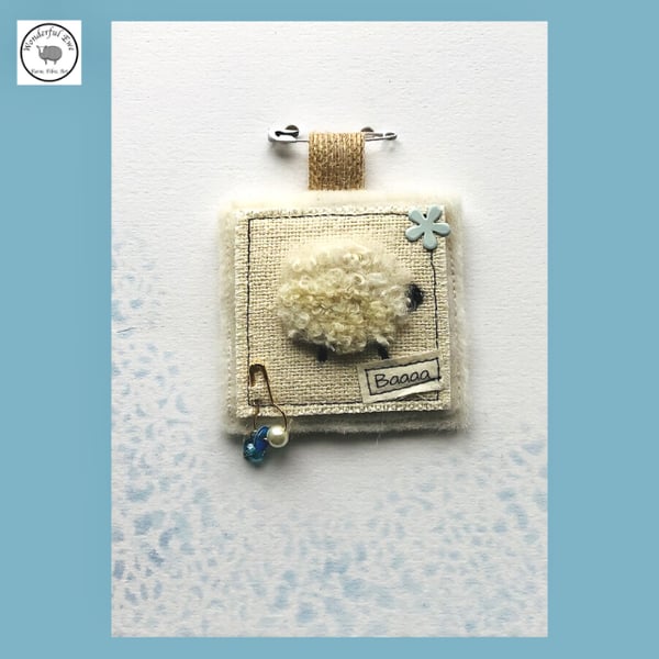 Felt sheep mini collage accessory bag charm brooch greeting card letterbox gift