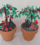 Handmade pair of holly tree decorations. - Image 3