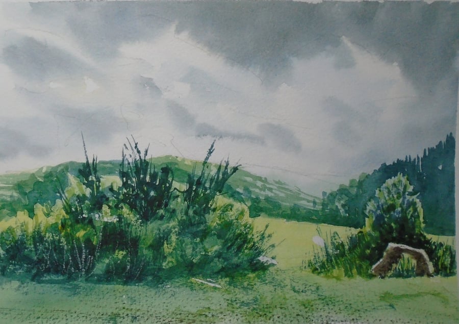 The view towards Guisborough (PURE ORIGINAL WATERCOLOUR A4 size)  