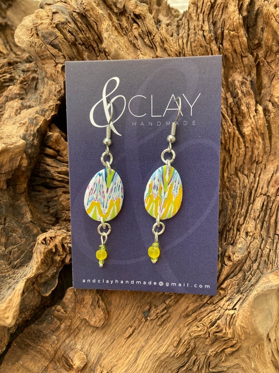 Colourful Patterned Polymer Clay Easter Egg Earrings