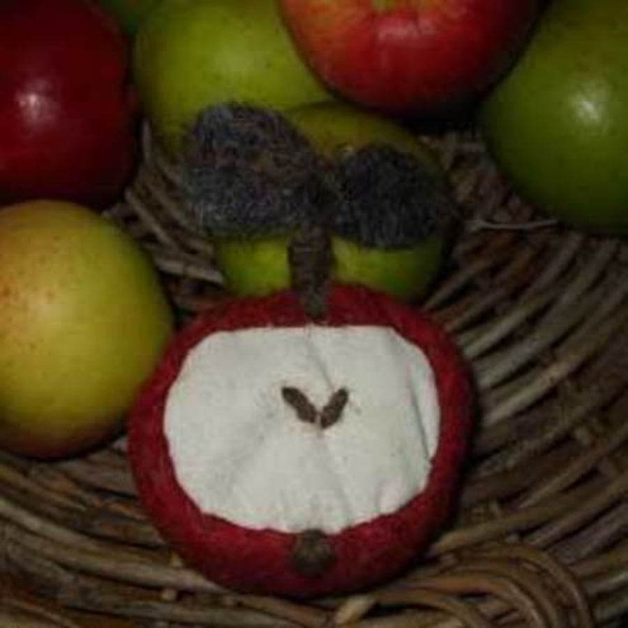 Half Apple Pin Cushion felted crochet