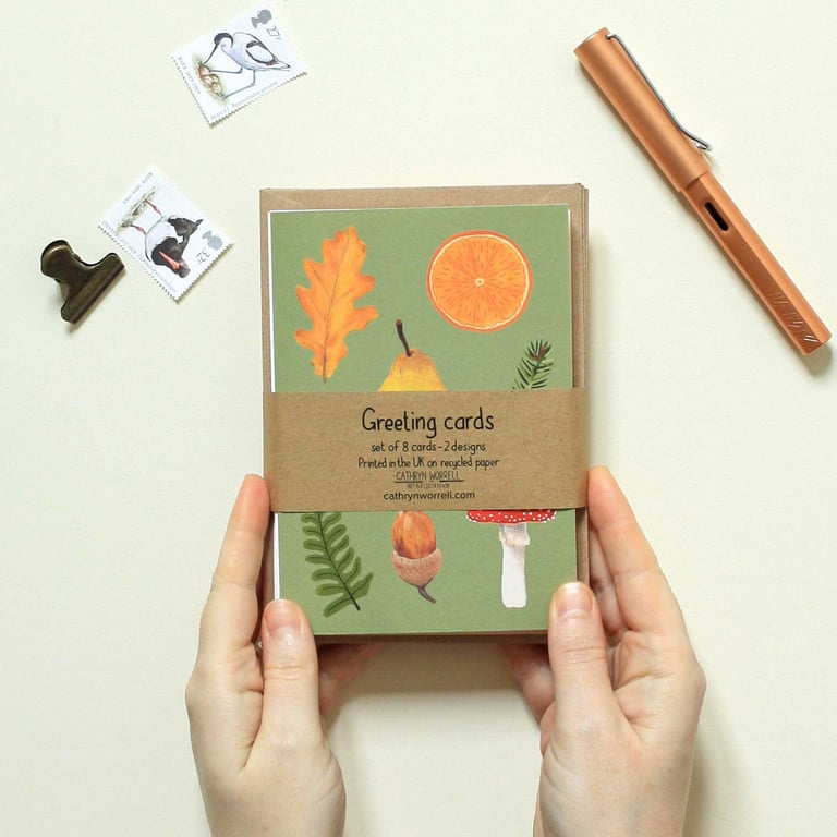 Set of 8 Woodland Botanical Greeting Cards