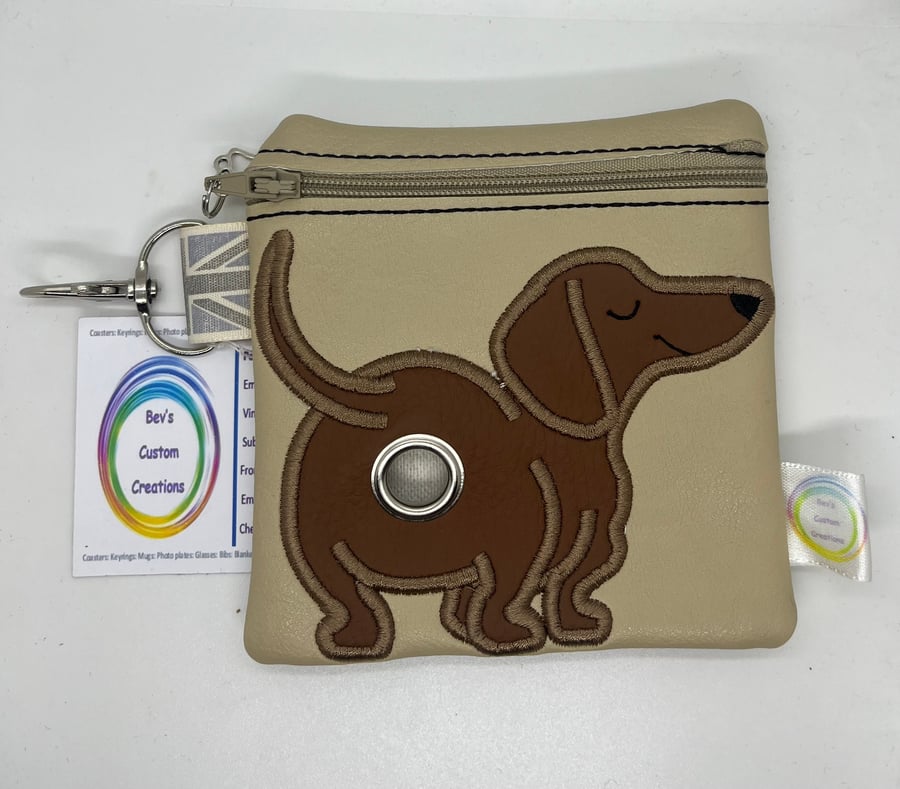 Dachshund Embroidered Poo bag dispenser 