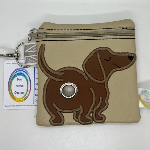 Dachshund Embroidered Poo bag dispenser 