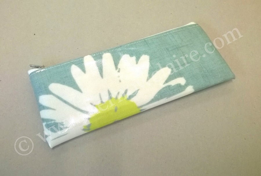 Pencil case in turquoise with daisy pattern, HALF PRICE SALE