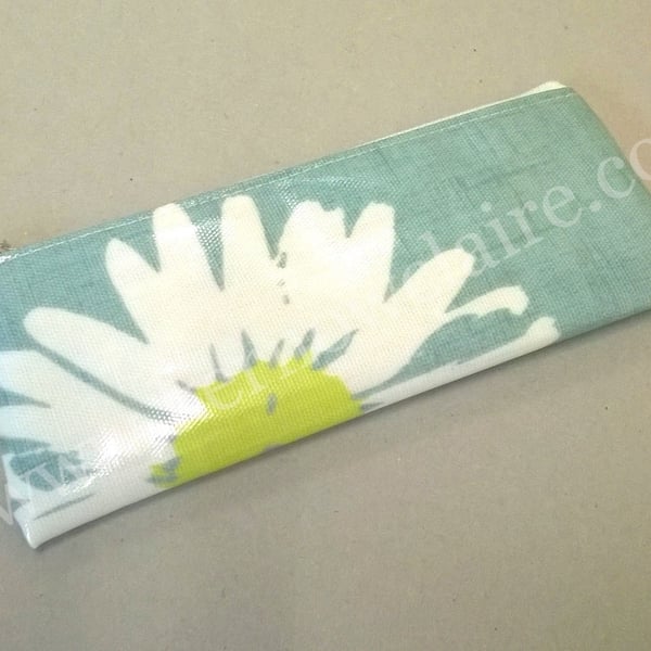 Pencil case in turquoise with daisy pattern, HALF PRICE SALE