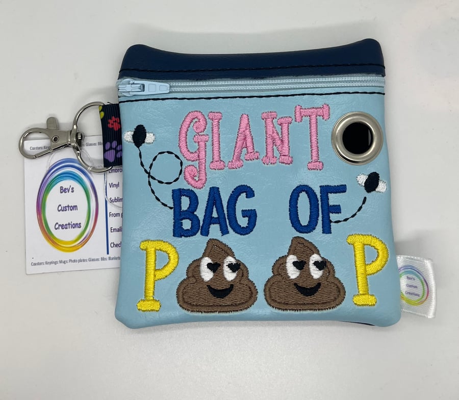Giant bag, Embroidered Poo bag dispenser, multi