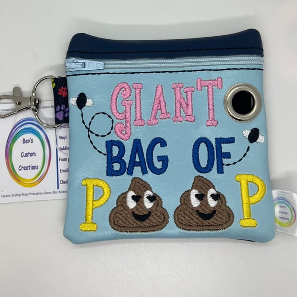 Giant bag, Embroidered Poo bag dispenser, multi