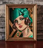 Colours Deco Framed Hand Painted Artwork Green Deco and Red Deco Ready to Hang