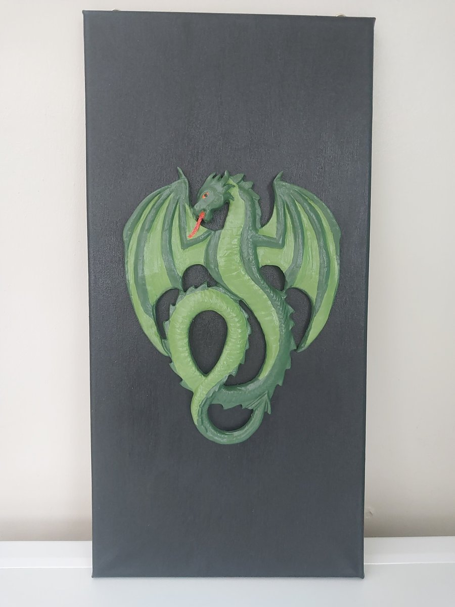 Large Clay Dragon on Canvas Wall Art 10 x 20"