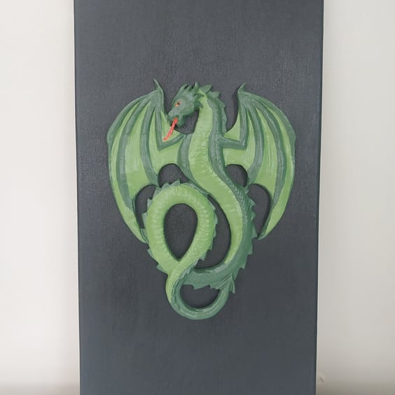Large Clay Dragon on Canvas Wall Art 10 x 20"