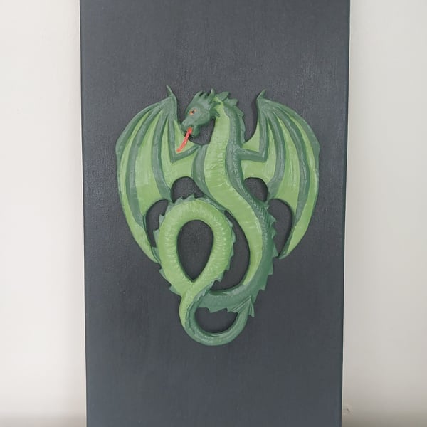 Large Clay Dragon on Canvas Wall Art 10 x 20"