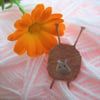 Copper sheep brooch with knitting needles
