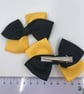 Black and Yellow Gold Diagonal Double with Bows on Clips (pair) - Image 4