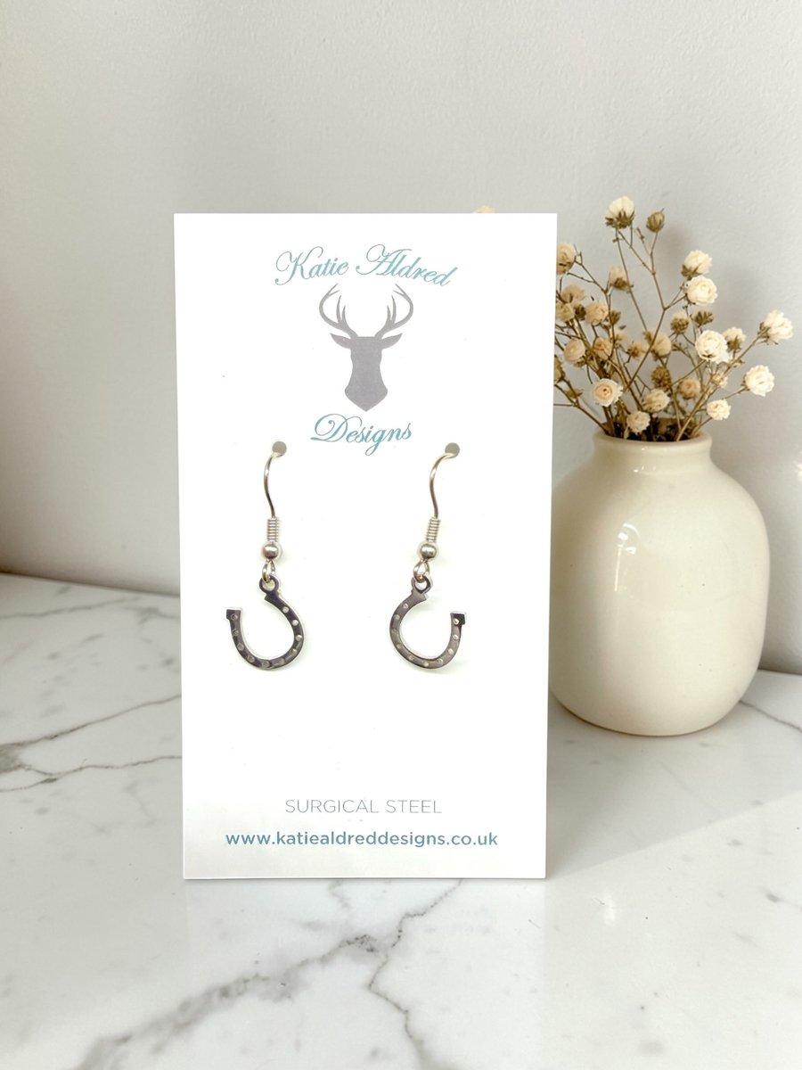Charm Earrings - Silver Horseshoe