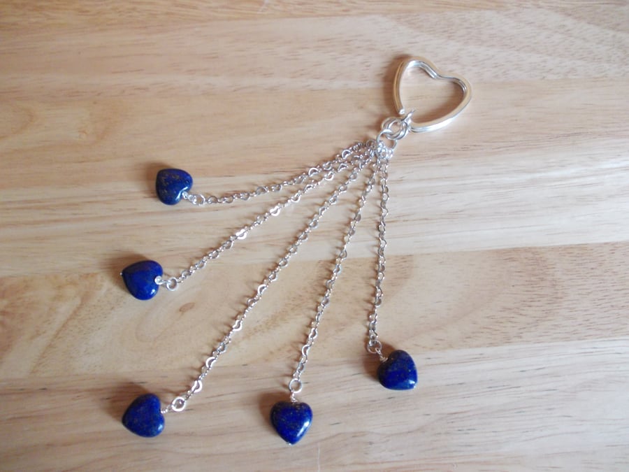 Lapis Lazuli heart bag charm